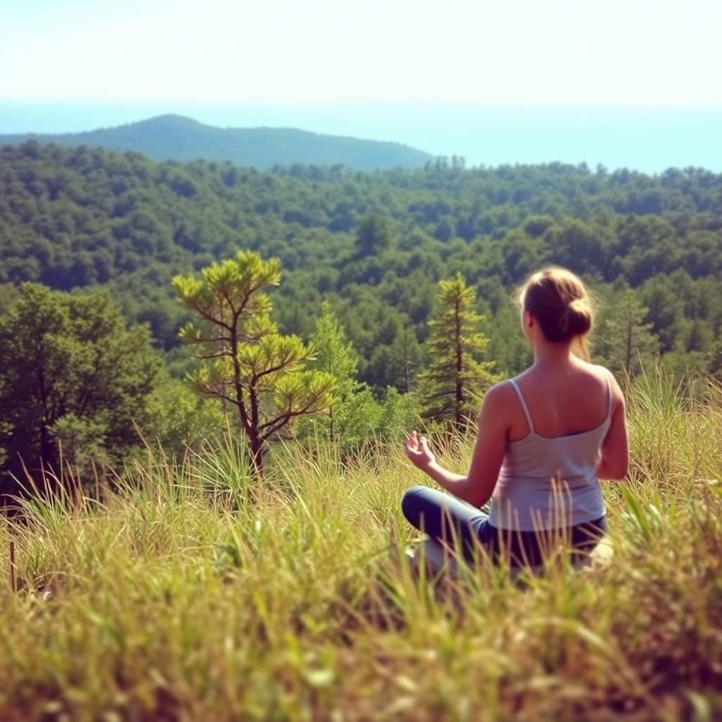 Guests meditating in nature at a digital detox retreat