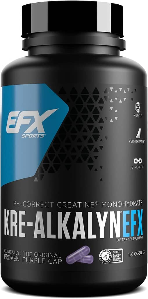 EFX Sports Kre-Alkalyn EFX | pH Correct Creatine Monohydrate Pill Supplement | Strength, Muscle Growth  Performance | 60 Servings, 120 Capsules : Health  Household