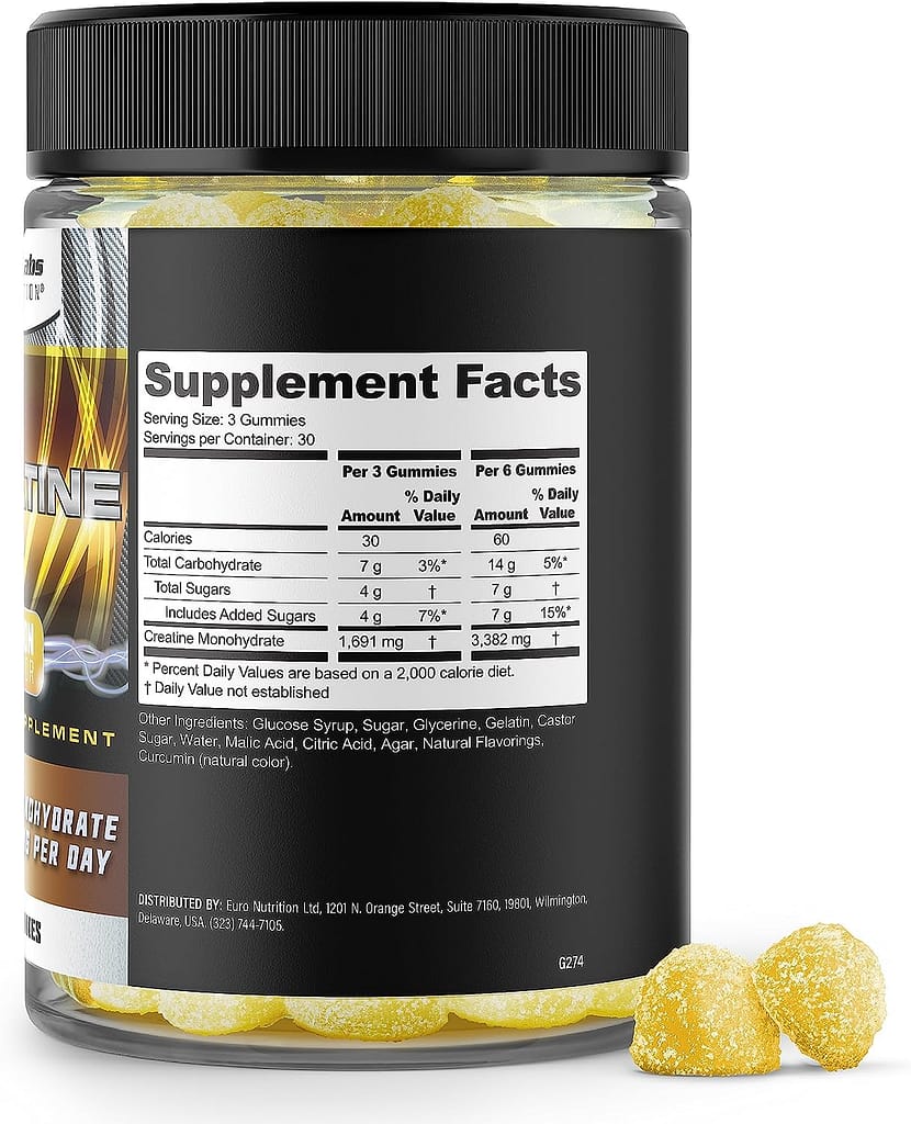 Iron Labs Nutrition Creatine for Men Women (90 Gummies) - 3,382mg per Serving - Genuine Dosing - Lemon Flavour Gummies - Creatine Monohydrate